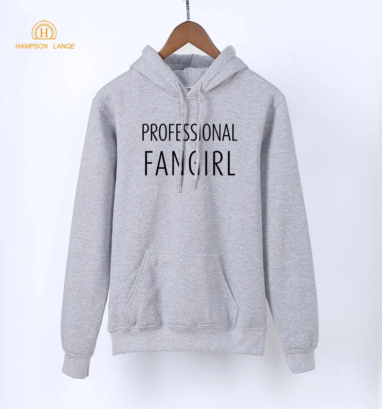 HAMPSON LANQE  Professional Fangirl Print Korean Gray Hoodies Women 2019 Spring Autumn Kawaii Sweatshirts Female K-pop Hoodies