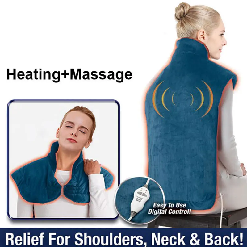 New Flannel Health Relief Wrap Neck Shoulder Back Muscles Pain Relief Pad Extra-Long Massaging Heat Wrap Household Massager