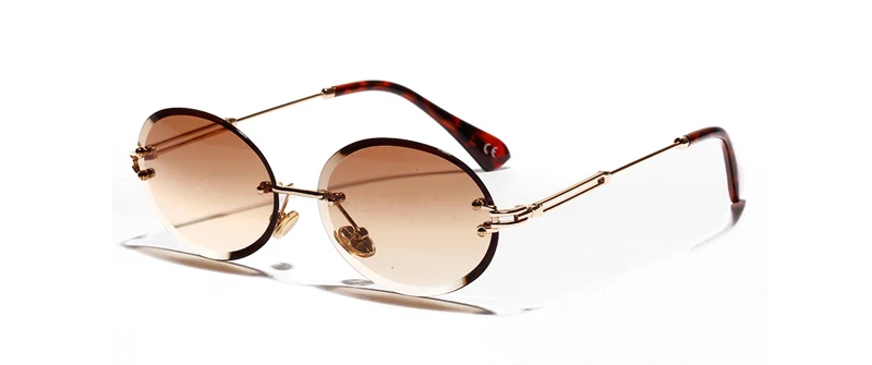 Kachawoo, винтажные Овальные Солнцезащитные очки, женская мода, Ретро стиль, без оправы, солнцезащитные очки для женщин, металлический подарок для дам - Цвет линз: gold with brown