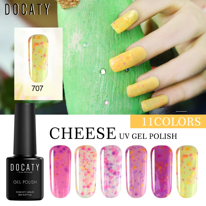 

Docaty Nail Art Primer Enamel Lucky Candy Cheese Gel Varnish Hybrid Painting Soak Effect Glitter UV Natural Gel Polish Lacquer