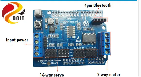 desenvolvimento + 2-way motor e 16-way servo