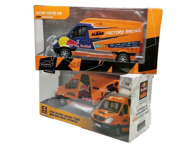 

Automaxx 1:38 Sprinter Van KTM Factory Motocross Pull Back Diecast Model Car