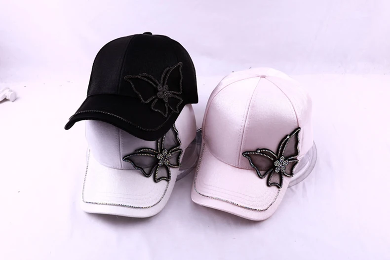 Summer Women Rhinestone Baseball Caps For Girl Female Adjustable Hip Hop Fashion Sequins butterfly Snapback Hats