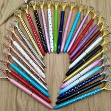 Творческий алмаз, ручка с большим кристаллом, алмазная шариковая вращающаяся черная ручка для заправки, рекламный Пользовательский логотип