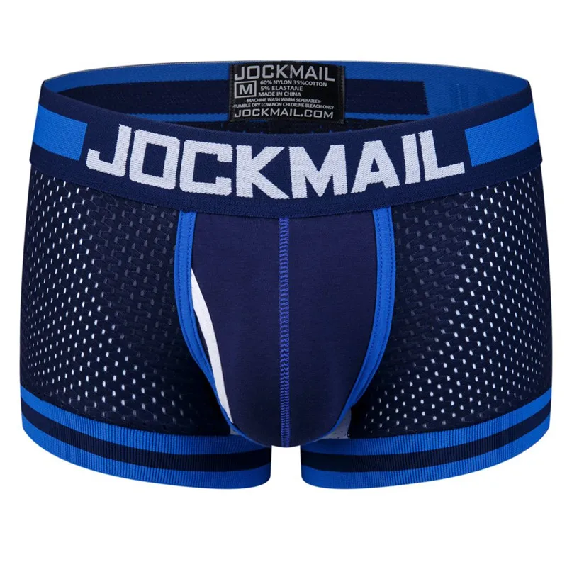 JOCKMAIL Фирменное нижнее белье Для мужчин боксер сетки U сумка Сексуальная под Штаны Cueca боксер Для мужчин хлопок Штаны Для мужчин сна" мужские