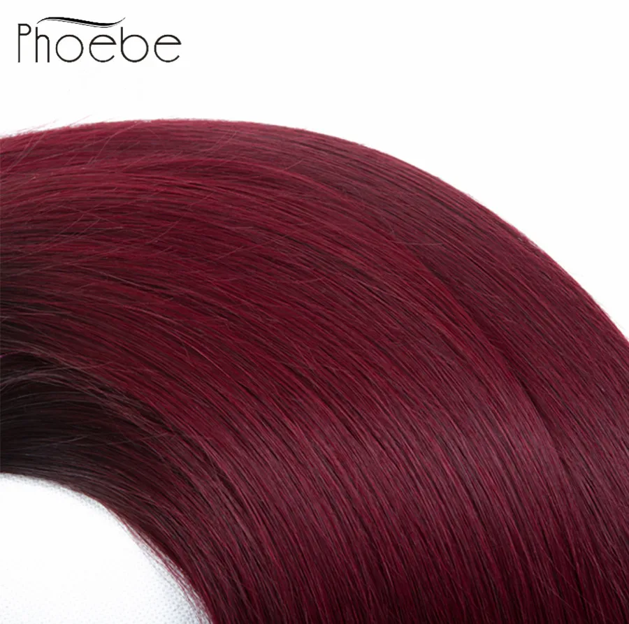 Phoebe Pre colored Ombre 1B/99J прямые бразильские волосы 3 пучка s Non Remy пучок человеческих