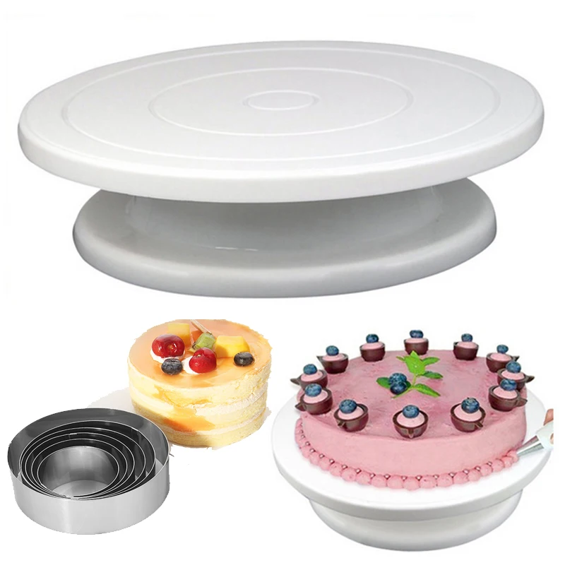 Пластмассовая тарелка для торта вращающийся круглый мусс кольцо для украшения торта поворотный стол кухонная выпечка инструмент
