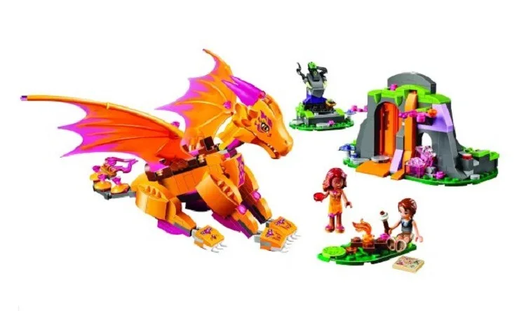 

BELA Building Blocks 10503 Model Compatible Elves Fire Dragon's Lave Cave 41175 Original Fairy Legoingly Toys Children