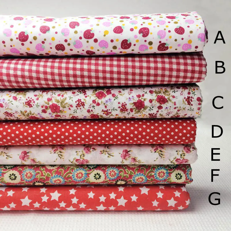 

Red color 100% Cotton Tilda Cloth, Patchwork Sewing Fabric 50x50cm 25x25cm fabric bundle, tissues by half meter yard