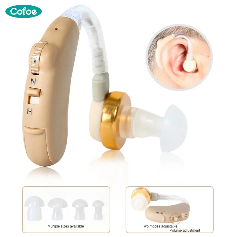 

Cofoe BTE Hearing Aid Adjustable Noise Reduction Sound Amplifier Ear Care Tools For The Elderly/Hearing Loss Sound Hearing Aids