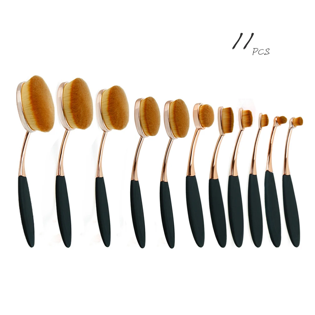 

11pcs Toothbrush Shaped Professional Foundation Powder Makeup Brush Set Oval Cream Puff Brushes Set make up tool