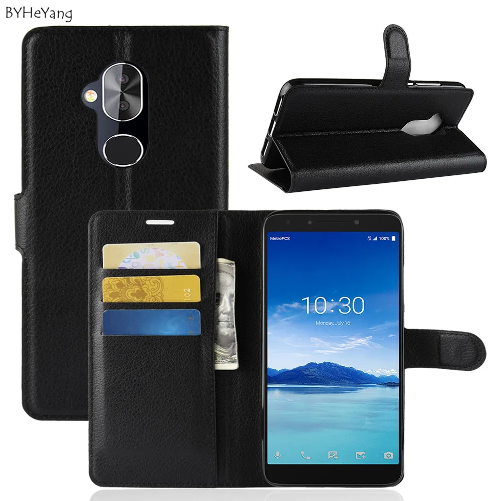 

BYHeYang Luxury Flip Wallet Leather Case Cover For Alcatel 7 Case Wallet Card Slot Business Ultra Slim Flip Cover For Alcatel 7