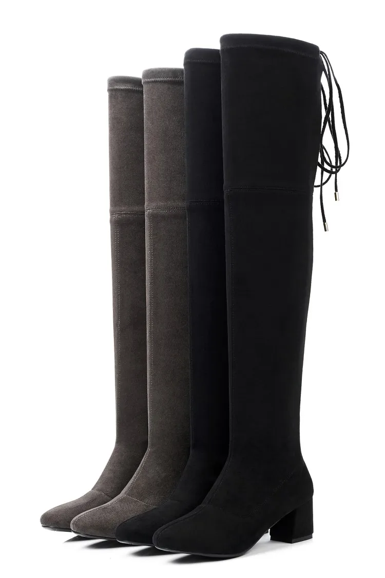 Stiefel Flock Winter 34 Frauen High SchwarzGrau Hohe {zorssar} Leder 2019 Plus Gre 43 Neue Heelber Mode Lang Knie tsCxBQhdr