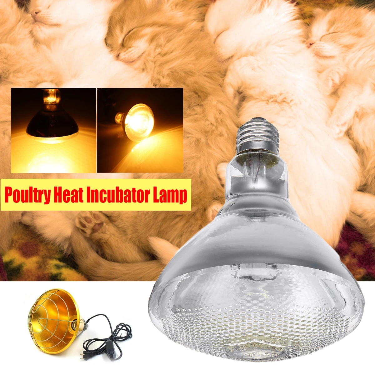 

250W Poultry adjustable Switch Heat Incubator Lamp & Hen Pet Infrared Bulb Light Rearing for chick Livestock Piggy Duckling Warm