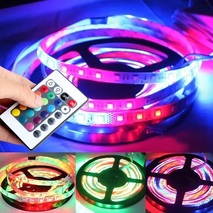 DIY Дизайн 300 светодиодный 5 м 3528 SMD Водонепроницаемый Гибкая свет лампы + 24 ключевых RC + диск фон магазины