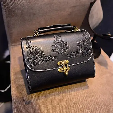 

Fashion upgrade new handbag High quality PU leather Women bag British retro style Embossed Lock shoulder Messenger Female bag