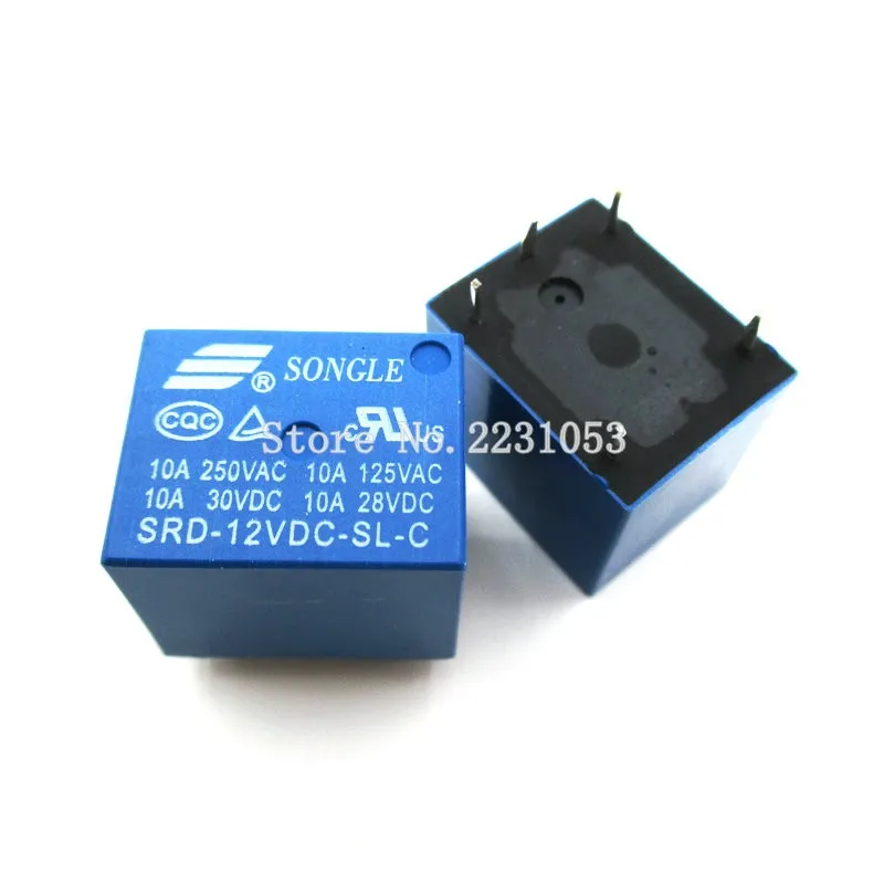 10 шт./лот SRD-12VDC-SL-C реле T73-12V 5 pin PCB тип 10A 12 В DC реле питания