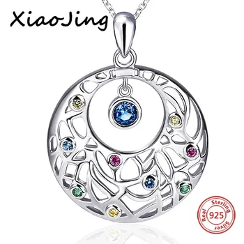 

New Arrival 925 Sterling Silver Round Shape Flower Vine Chain Pendant&necklace With Cz Diy Fashion Jewelry Making For Women Gift