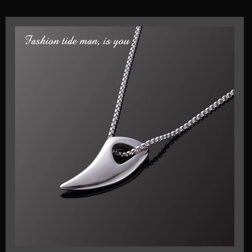 Мужская винтажная животное кулон ожерелье волчий зуб для мужчин State men t нержавеющая сталь титан ювелирные изделия