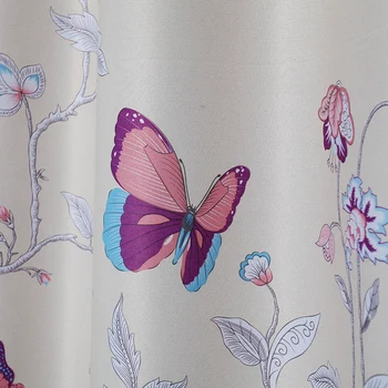 

Pastoral shade cloth curtains pink butterfly curtains for Princess bedroom blue curtains for living room free shipping