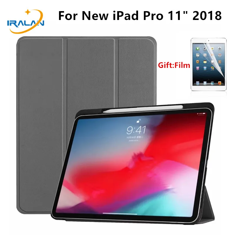 

New PU Leather Magnetic Flip Case For Apple iPad Pro 11 2018 A1979 Cover With Pencil Holder for iPad Pro 11 inch+Screen Film