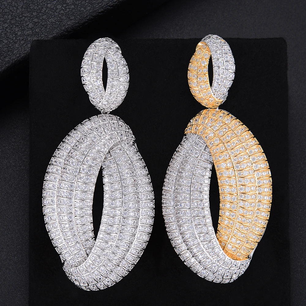 

missvikki Bridal Wedding Engagement Earrings Fashion Women Pendant Earrings Full Cubic Zirconia Ladies Anniversary Accessories