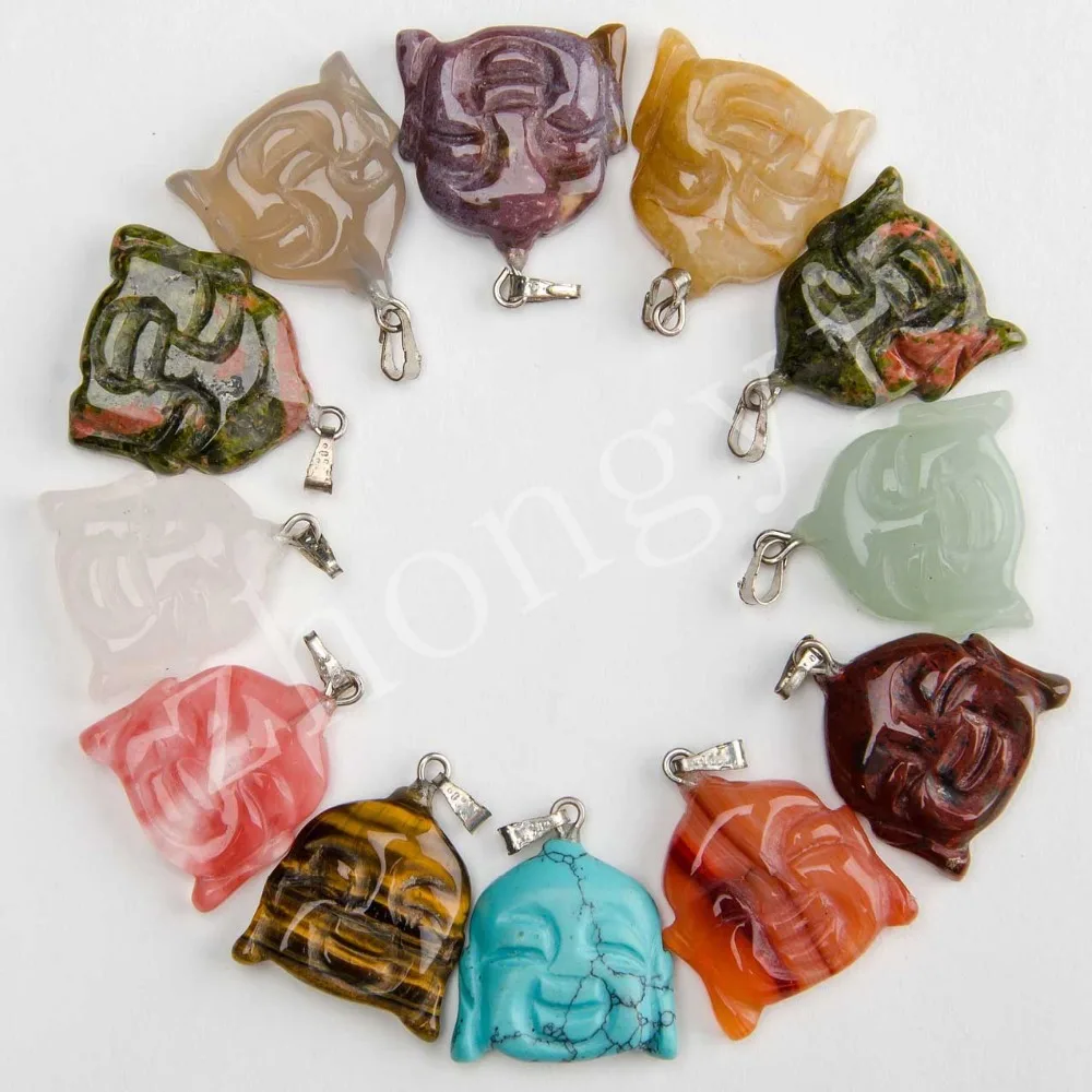 wholesale Hot natural stone Buddha Charms pendants for making Necklaces