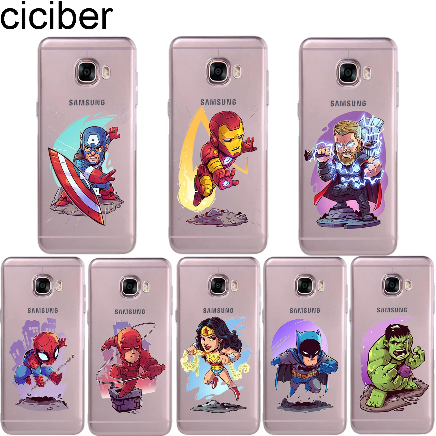 

ciciber Iron Man Phone Case for Samsung Galaxy Note 9 8 3 4 5 Soft TPU Cover for Galaxy C7 C9 C8 C5 Pro 2017 Coque Marvel DC