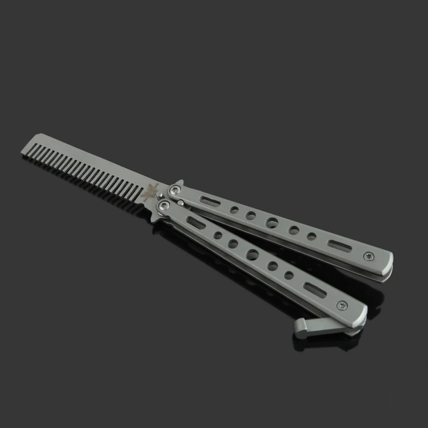 

2 Color Foldable Stainless Steel Comb Hand Made Hair Pomade Styling Butterfly Comb F-08 Hairdressing Knife Comb For Training