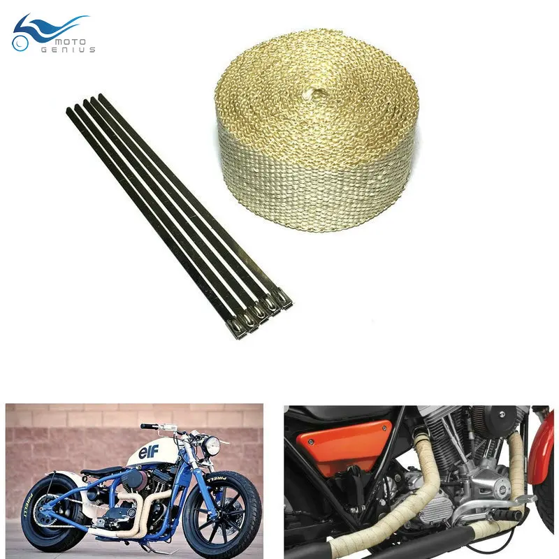 5m Beige Color Exhaust Pipe Tape Heat Resistant Wrap Exhaust Wrap With