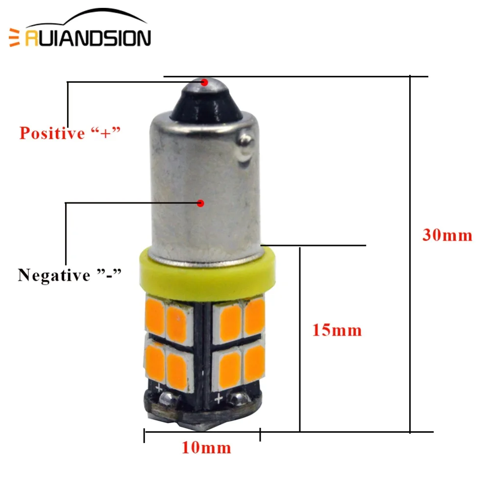 4x1 Вт BA9S BAX9S H21W BAY9s 20smd 2835 Светодиодный для автомобиля обратный номерные знаки для автомобиля огни номерного знака Лампа Белый Янтарный/желтый