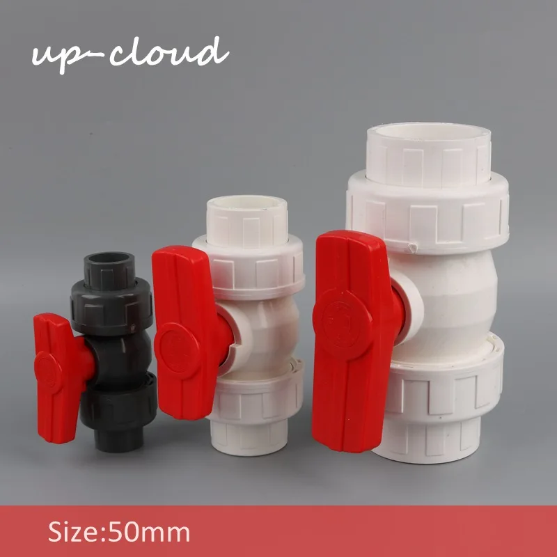 1 قطعة 50 ملليمتر إلى 50 ملليمتر PVC الكرة صمام الاتحاد مشتركة زلة اغلاق صمام 1 1/2 \
