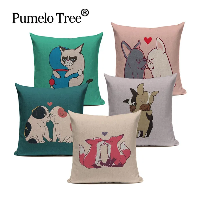 Pug Dog In Love Colorful Cushion Cover Sleep Throw Pillow Pug Dog In Love Colorful Cushion Cover Sleep Throw Pillow Animal Sofa