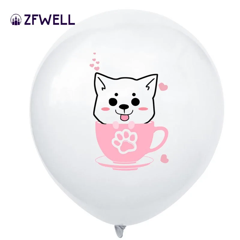 ZFWELL12 дюймовая круглая Милая чашка с кошкой для домашних животных рисунком собаки