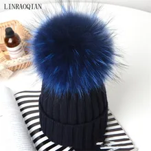 Леди натуральный мех лисы с пушистым помпоном вязаные шапочки шерстяные зимняя женская шапка теплые вязаные с помпоном Шапки Кепки s в стиле «хип-хоп» с изображением черепа Кепки капота