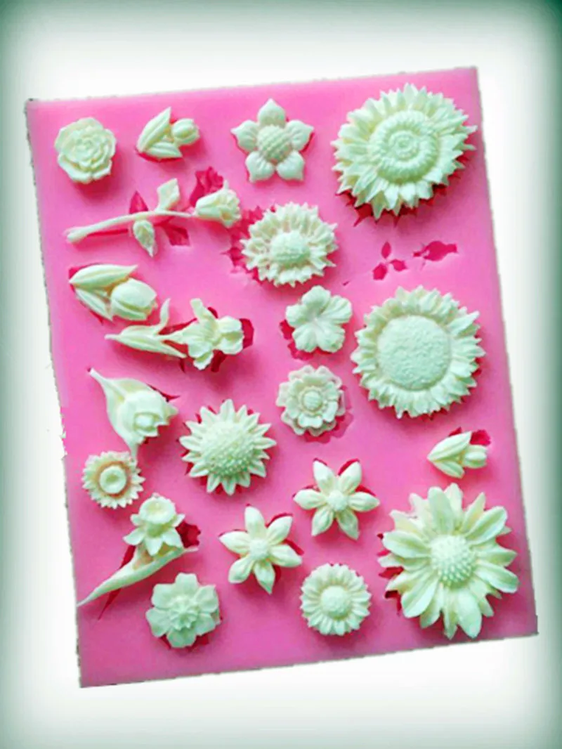 Molds Mini Baked flower shape 2D shape cake decoration silicon mold chocolate Hand Making Small Soap Silicone Mold