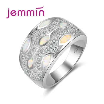 

New Fashion Opal rings Teen Girls Rings White Fire Opal 925 Sterling Silver CZ Crystal Jewelry Ring