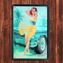 Прямые продажи довольно сексуальная женщина Олово Признаки Ретро украшения дома кафе-бар Винтаж металла Доска живопись плакат Декор 20x30 см