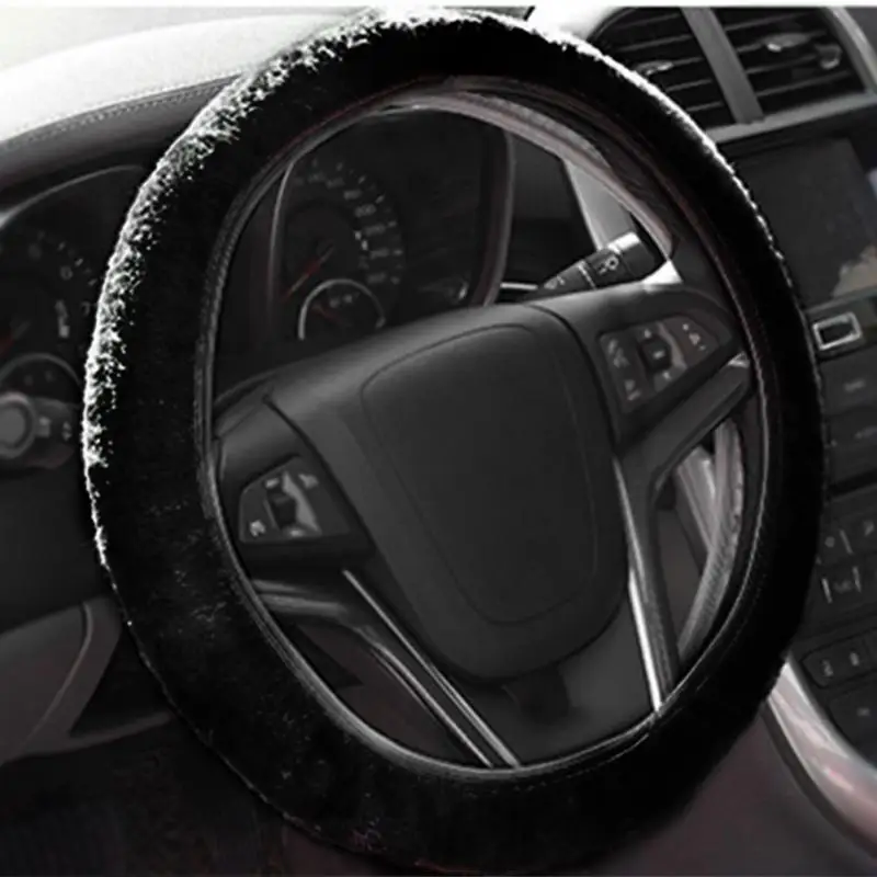 

Universal Security Car Stretch Plush Black Fashion Soft Steering Wheel Cover