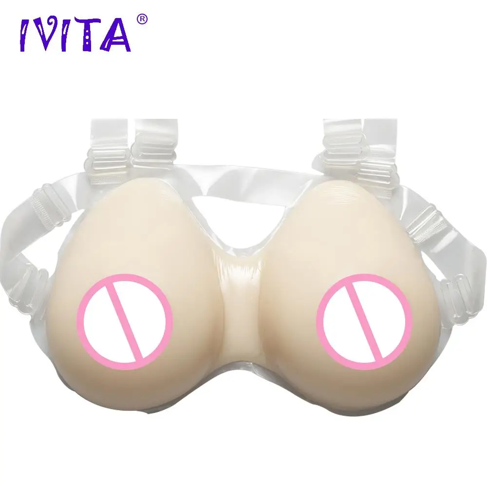 

IVITA 1400g/Pair Silicone Breast Forms Fake Boobs For Crossdresser Drag Queen Shemale Mastectomy Transgender Enhancer Cosplay