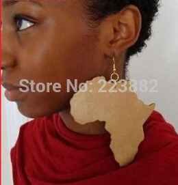 

Free shipping 2016 Hot Sale Good Wood Africa Map Earring for Women can acceptable mixed color order