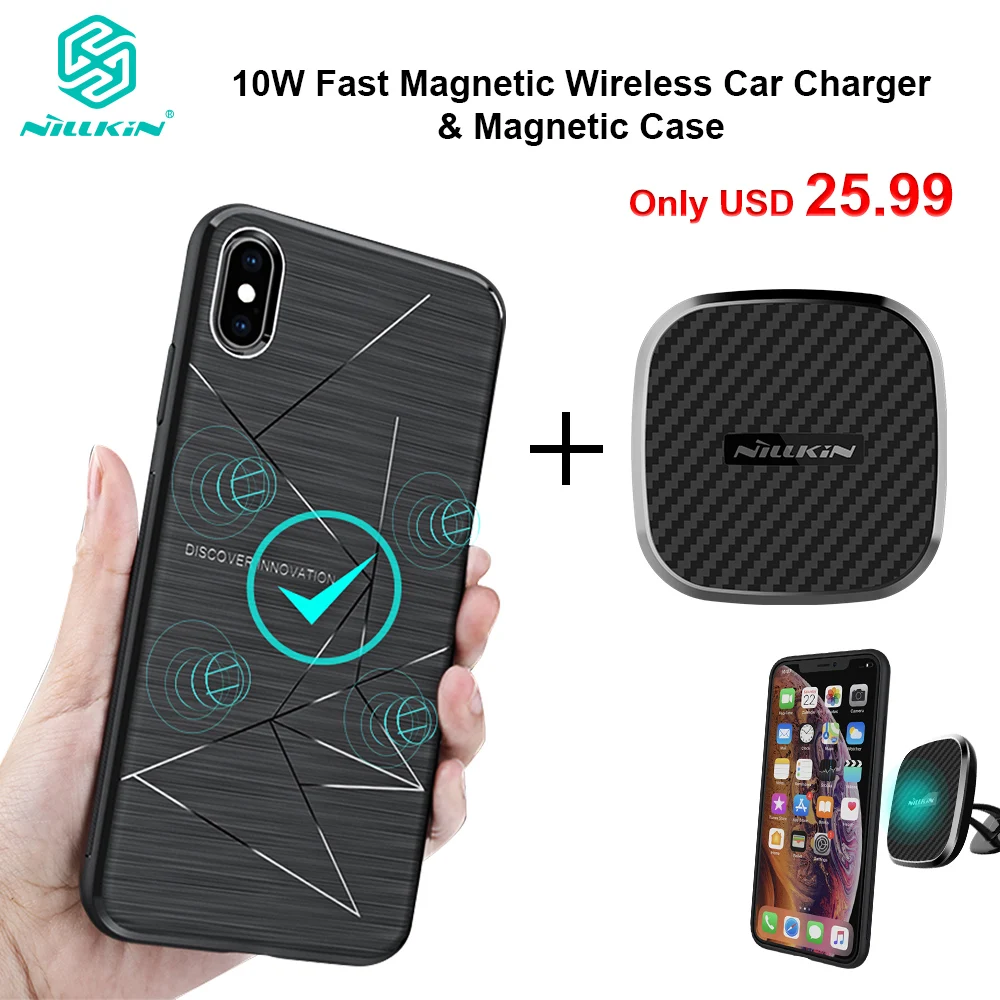 Nillkin 10W Fast Wireless Car Charger With Magnetic Mount Holder Case for iPhone 11 Xs Max Xr X 8 for Samsung S10 S10+ Note 20 dual usb car charger