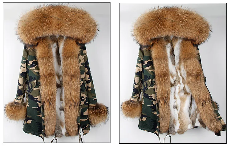 Lassie Женская зимняя высокая мода большой натуральный Лисий мех с капюшоном манжеты Длинные куртки женские натуральный кроличий мех толстые теплые пальто парки