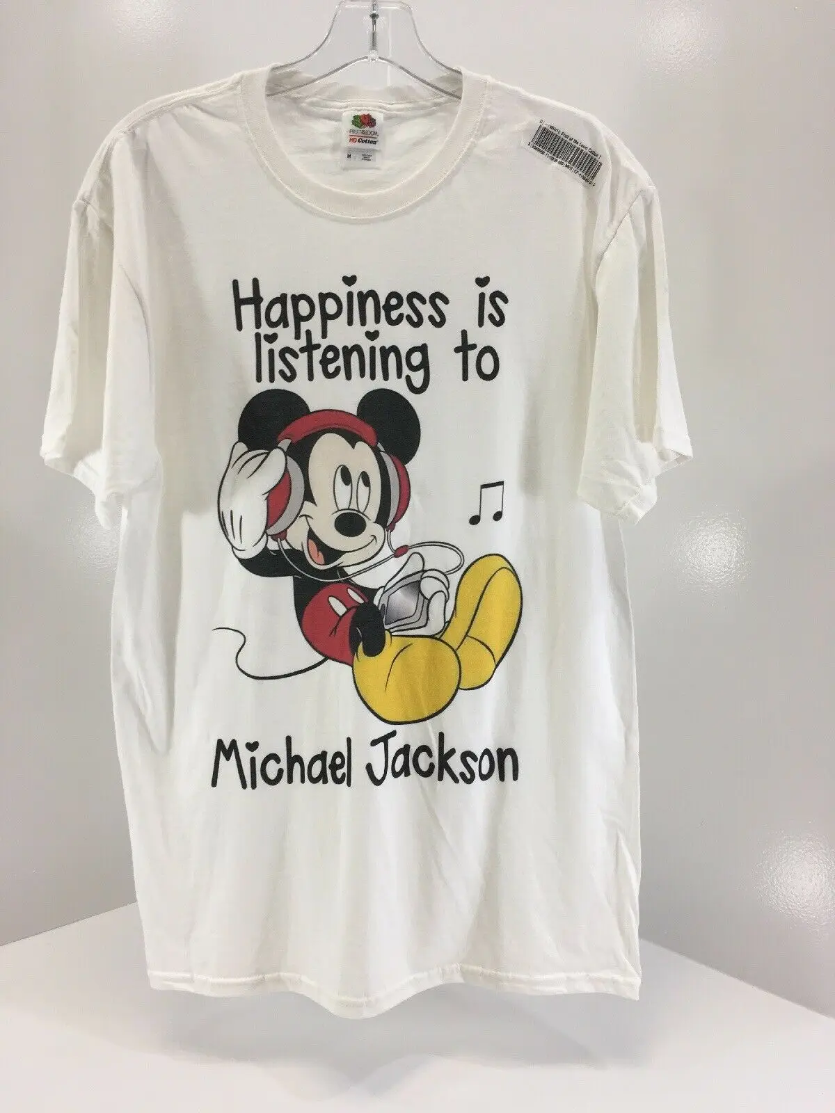 

Mens Mickey Mouse Listening To Michael Jackson S/S T Shirt Size Medium White NEW
