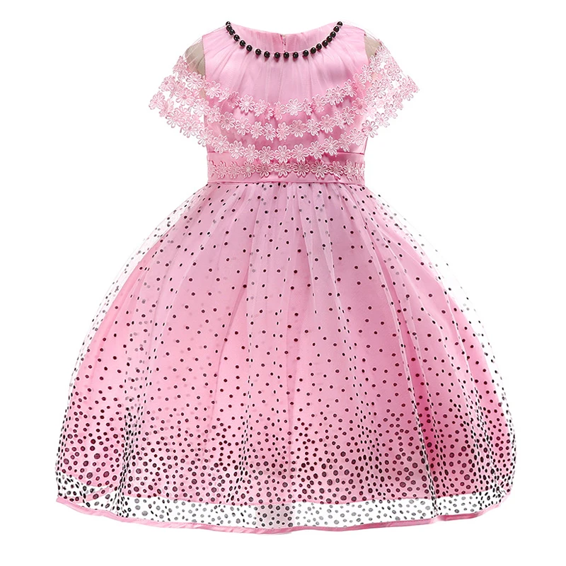 Г. Милое платье принцессы летние Детские платья для девочек, детская одежда платье в горошек, с цветочным узором, на день рождения, свадьбу, вечерние платья для девочек, L5007
