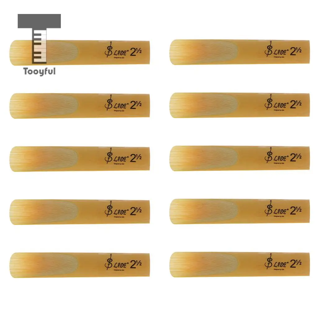 

Tooyful 10Pcs bB Clarinet Reeds Strength 2 1/2 Classic Woodwind Instrument Parts for Professional Brand Guitar Lover