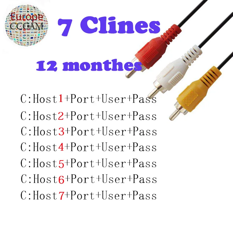 

Cccam server 1year 7lines spain Italy support Satellite TV Receiver DVB-S2 Valid europe 7 clines