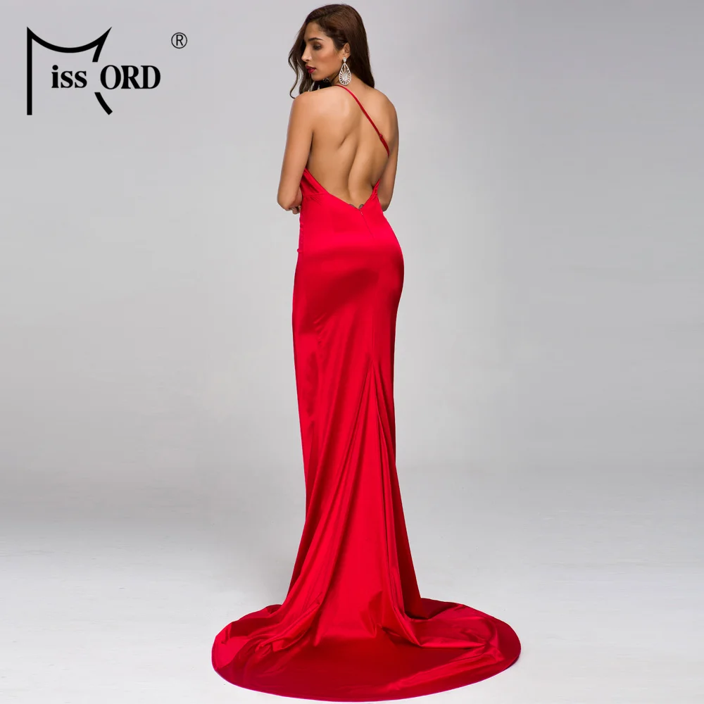 Missord, женское сексуальное платье с неровным вырезом, с открытыми плечами, с открытой спиной, женское элегантное Макси платье с высоким разрезом, Vestdios FT19295