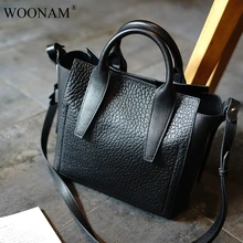 WOONAM Женская мода изысканная сумка из натуральной итальянской телячьей кожи Средний шоппер сумка WB893