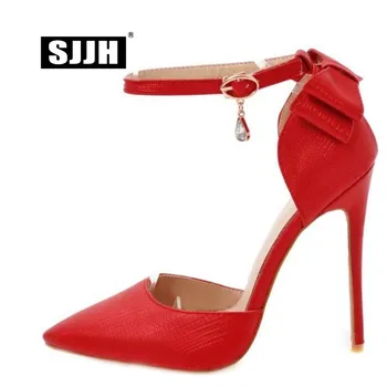 

SJJH Woman Stiletto Pumps with Pointed Toe 12cm High Heels Bowtie Two-peice Fashion Party Elegant Shoes Large Size A576